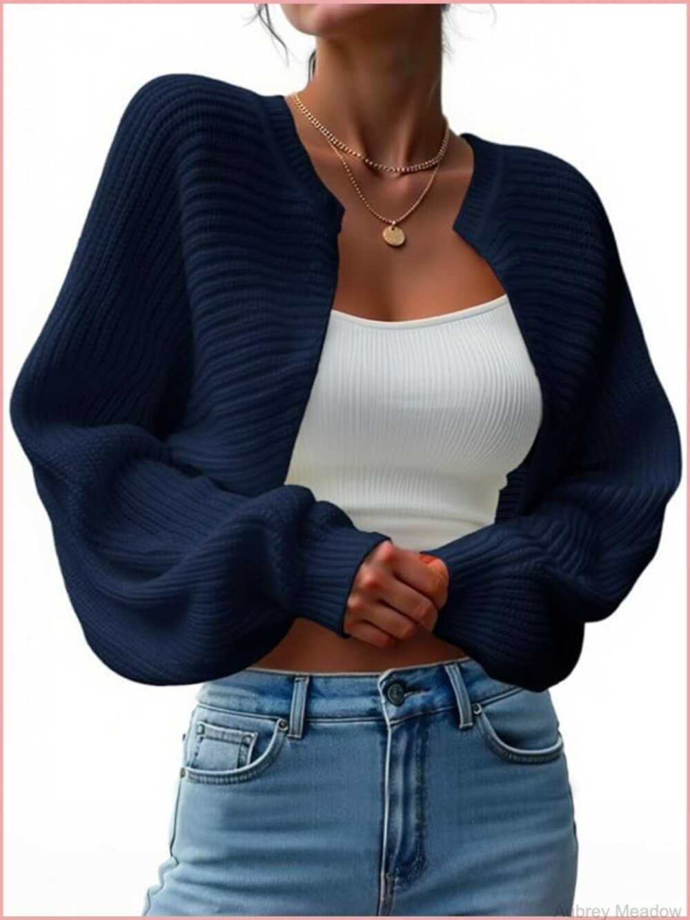 Open Front Bolero Shrug Cropped Cardigan Knit Long Sleeve Y2K Fall Top